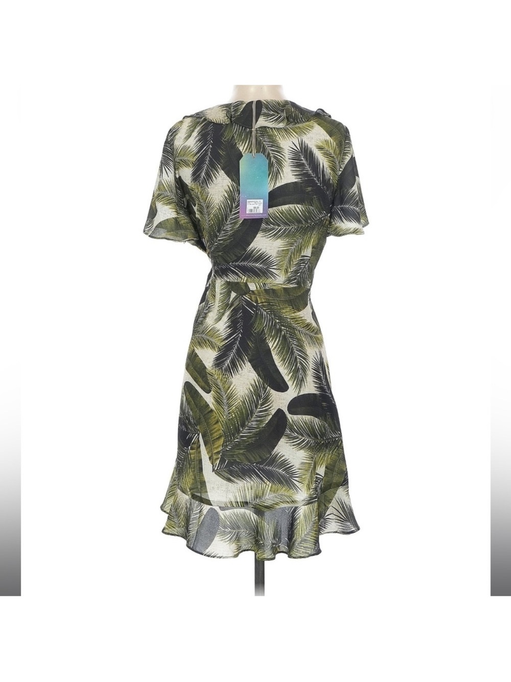 Show Me Your Mumu Winnie Wrap Dress Green Palm Tropical NEW - Picture 3 of 6